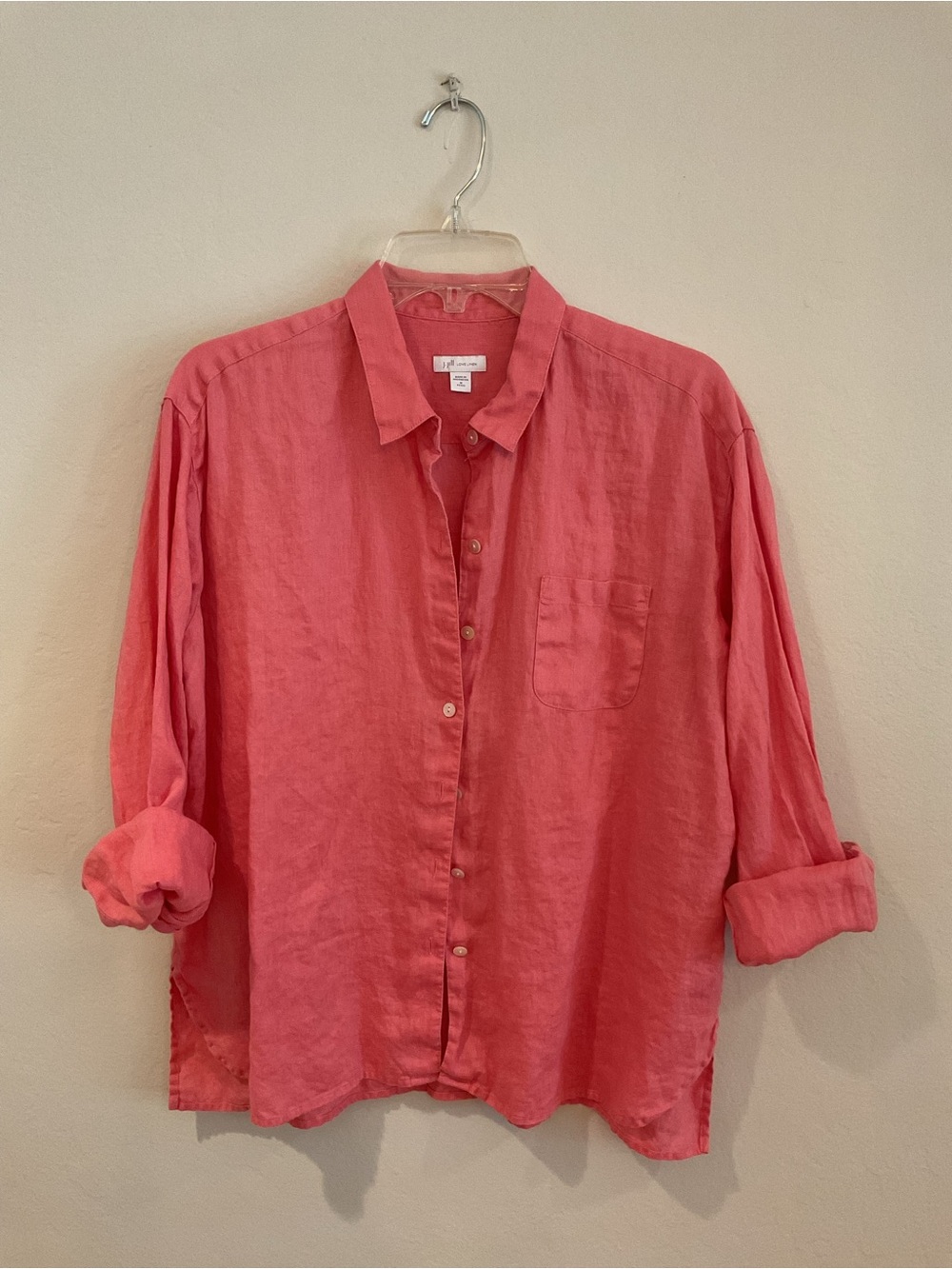 j.jill Linen Button-Up Shirt in Coral Pink